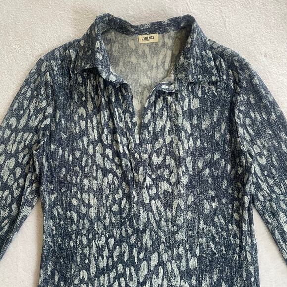 L'AGENCE Animal Print V-Neck Long Sleeve Shift Dress Size M - Picture 2 of 9